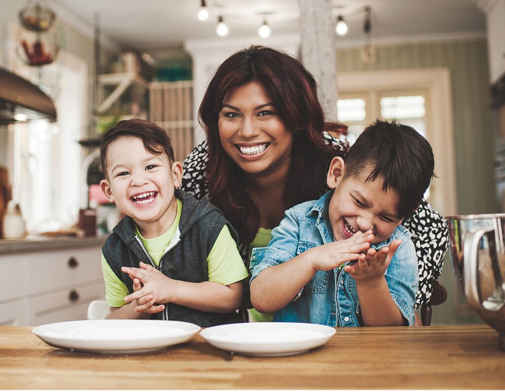 Mother with her two kids